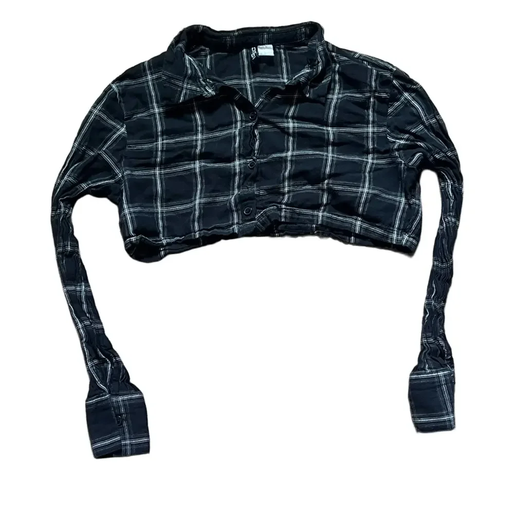 H&M Monochrome Black and White Checkered  Cropped Top - Picture 2 of 5